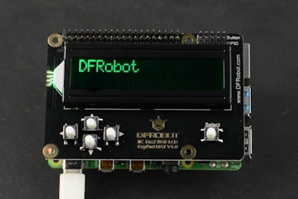 16x2 I2C RGB LCD Keypad HAT with RGB Font [Discontinued] by DFRobot - The Pi Hut