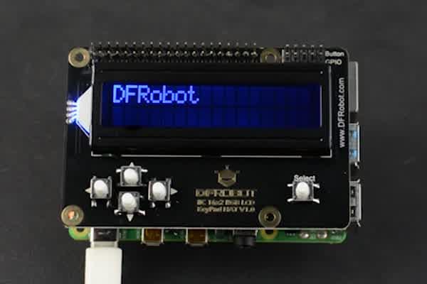 16x2 I2C RGB LCD Keypad HAT with RGB Font [Discontinued] by DFRobot - The Pi Hut