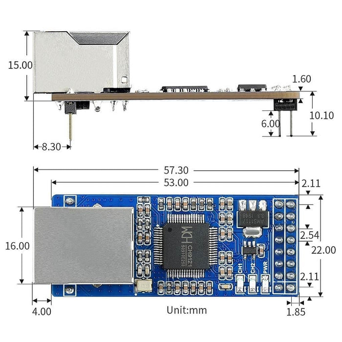 2-Channel UART to Ethernet Converter (CH9121) by Waveshare - The Pi Hut