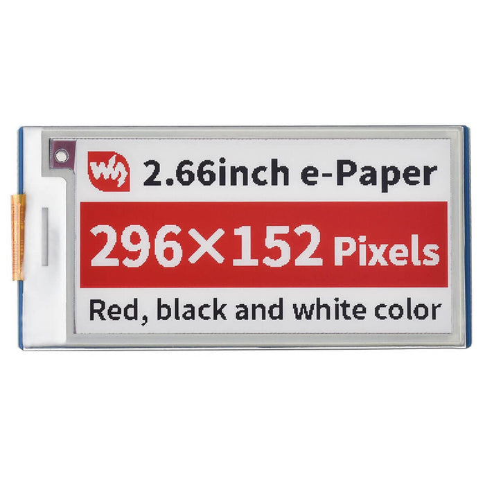 2.66" E-Paper Display Module for Raspberry Pi Pico (Red/Black/White) (296×152) by Waveshare - The Pi Hut