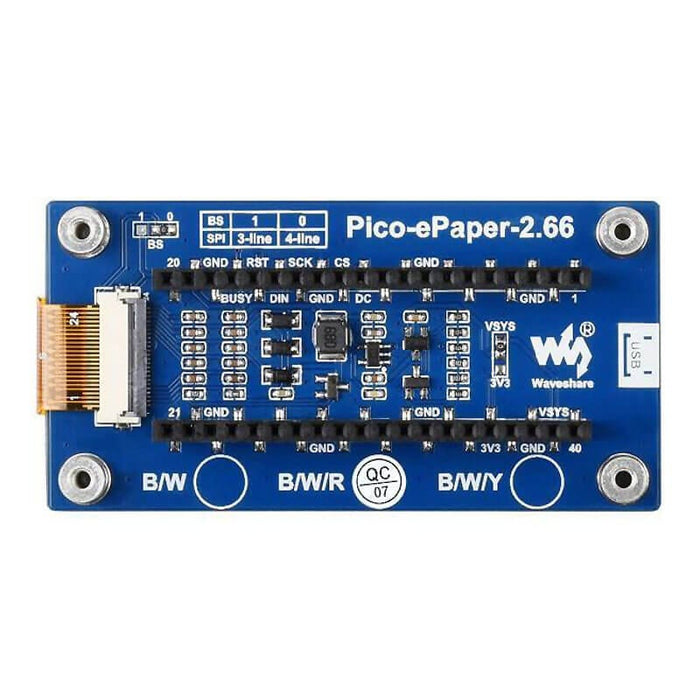 2.66" E-Paper Display Module for Raspberry Pi Pico (Red/Black/White) (296×152) by Waveshare - The Pi Hut