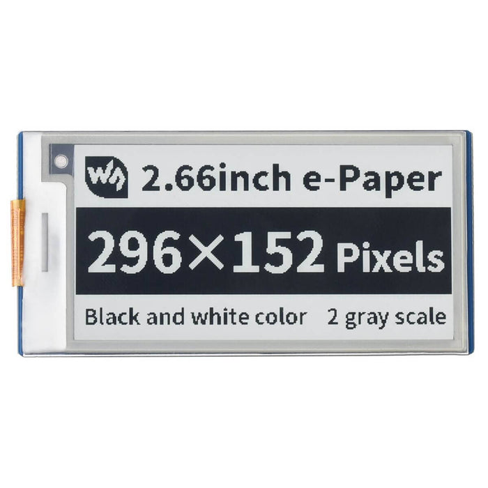 2.66" E-Paper Display Module for Raspberry Pi Pico (Black/White) (296×152) by Waveshare - The Pi Hut