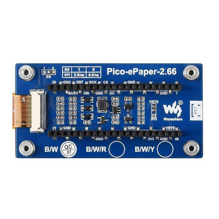 2.66" E-Paper Display Module for Raspberry Pi Pico (Black/White) (296×152) by Waveshare - The Pi Hut