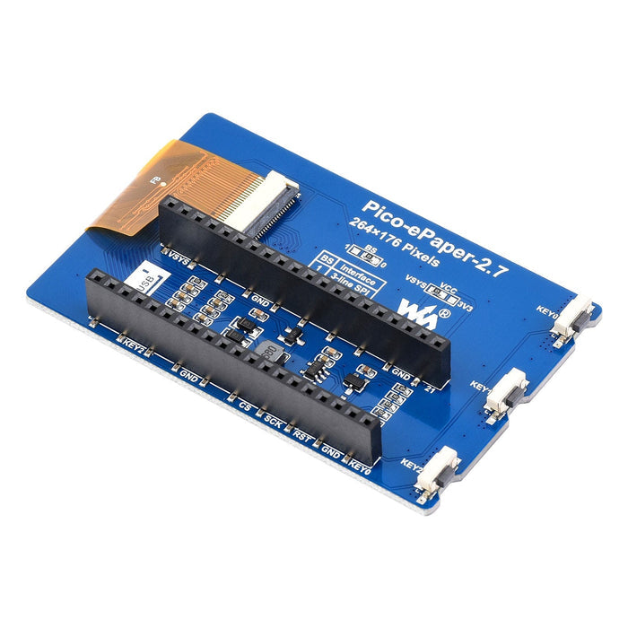 2.7" E-Paper Display Module for Raspberry Pi Pico (264 x 176) by Waveshare - The Pi Hut