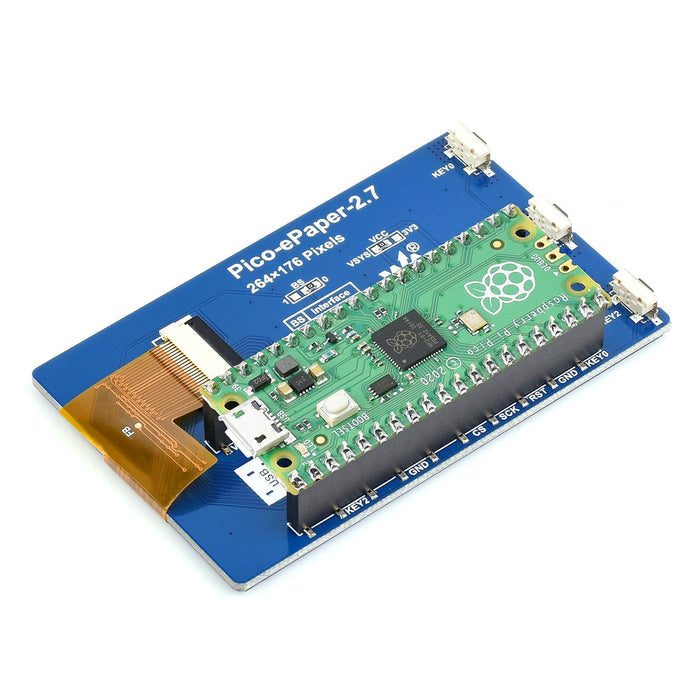 2.7" E-Paper Display Module for Raspberry Pi Pico (264 x 176) by Waveshare - The Pi Hut