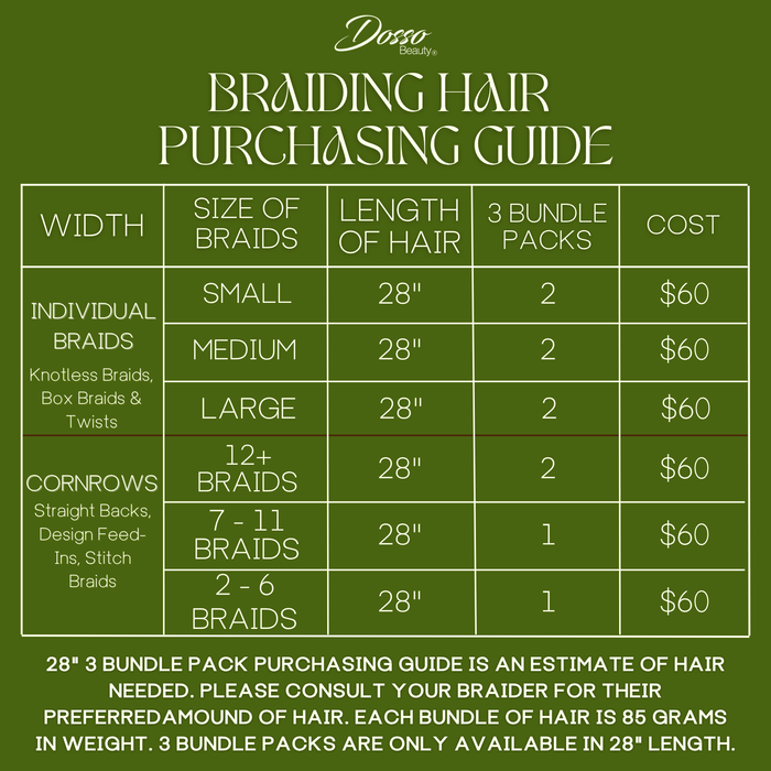28" 3 Bundle Pack of Non-Toxic Hypoallergenic Braiding Hair