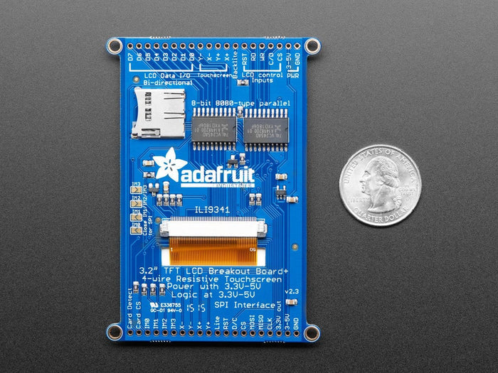 3.2" TFT LCD with Touchscreen Breakout Board w/MicroSD Socket (ILI9341) by Adafruit - The Pi Hut