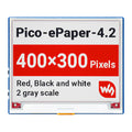 4.2" E-Paper Display Module for Raspberry Pi Pico (Red/Black/White) (400x300) by Waveshare - The Pi Hut
