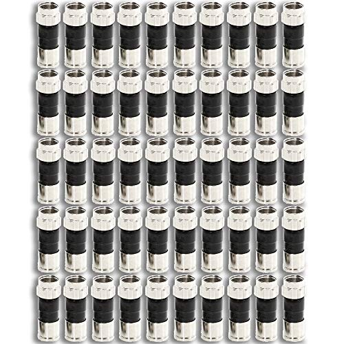 50-Pack RG6 Quad Compression Connectors PPC EX6XL Approved for Most Satellite or Cable Coax