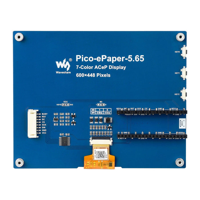 5.65" ACeP 7-Colour E-Paper Display Module for Raspberry Pi Pico by Waveshare - The Pi Hut