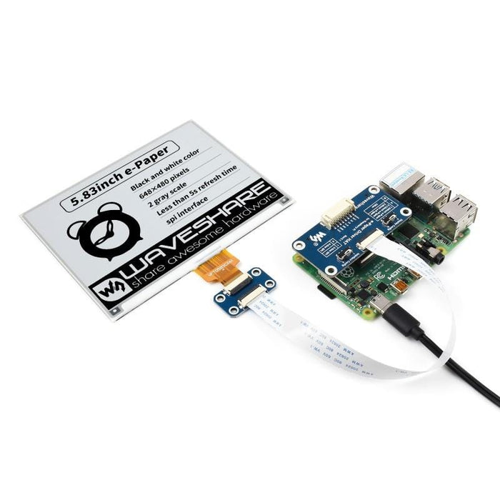 5.83" E-Ink Display HAT For Raspberry Pi (648×480) by Waveshare - The Pi Hut