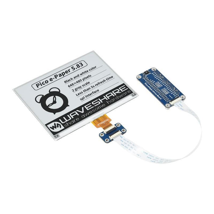 5.83" E-Paper Display Module for Raspberry Pi Pico (648×480) (Black/White) by Waveshare - The Pi Hut