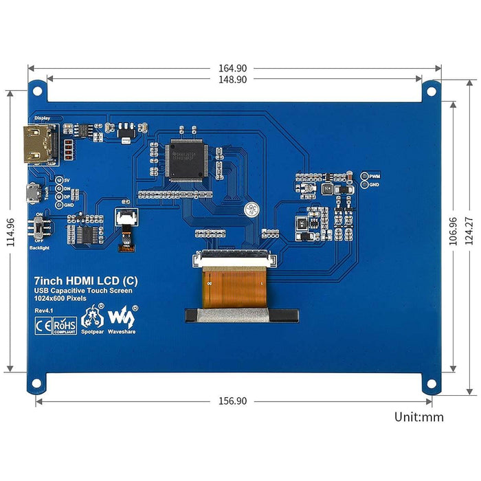 7" IPS Capacitive Touchscreen LCD (1024×600) by Waveshare - The Pi Hut