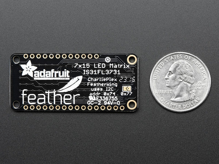 Adafruit 15x7 CharliePlex LED Matrix FeatherWing - Warm White by Adafruit - The Pi Hut