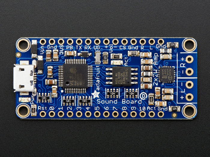 Adafruit Audio FX Sound Board + 2x2W Amp - WAV/OGG Trigger - 2MB by Adafruit - The Pi Hut