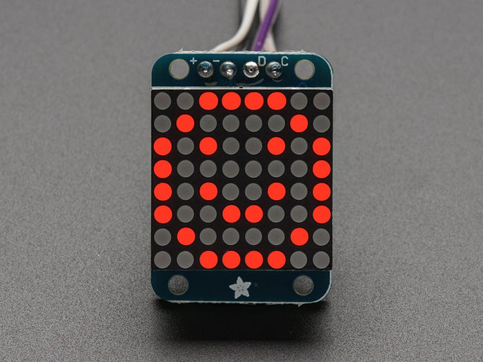 Adafruit Mini 8x8 LED Matrix w/I2C Backpack - Red [Discontinued] by Adafruit - The Pi Hut