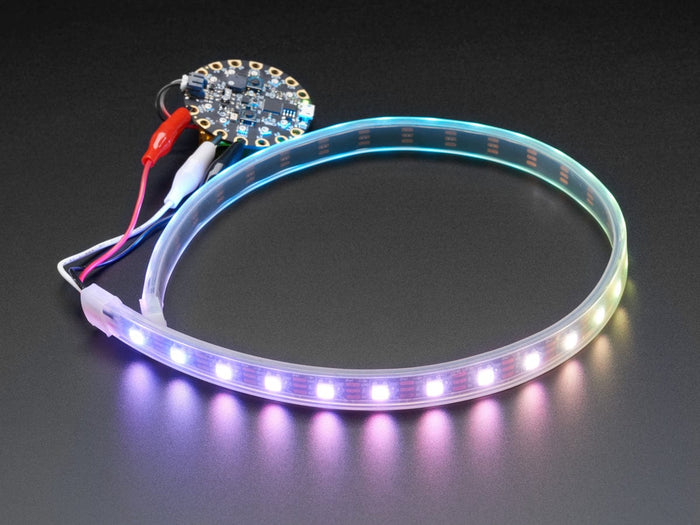 Adafruit NeoPixel LED Strip w/ Alligator Clips - 60 LED/m (0.5 Meter Long - Black Flex) by Adafruit - The Pi Hut