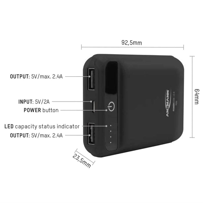 ANSMANN Power Bank 10.8 Mini (10,000mAh) [Discontinued] by ANSMANN - The Pi Hut