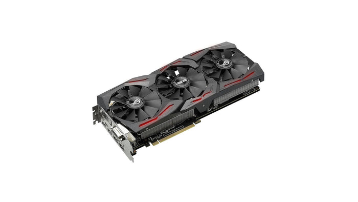 Graphics card with three fans on a white background