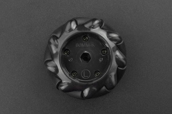 Black Mecanum Wheel with Motor Shaft Coupling (60mm) - Left [Discontinued] by DFRobot - The Pi Hut