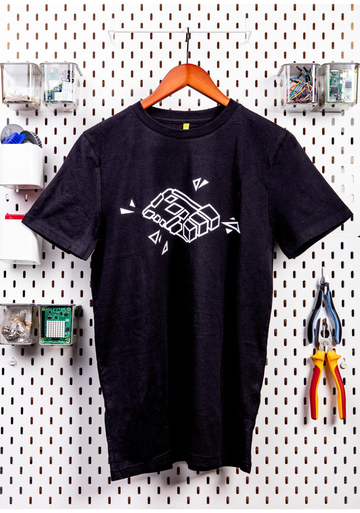 Black Raspberry Pi "Pi 4" T-shirt (Adult Size) [Discontinued] by Raspberry Pi - The Pi Hut