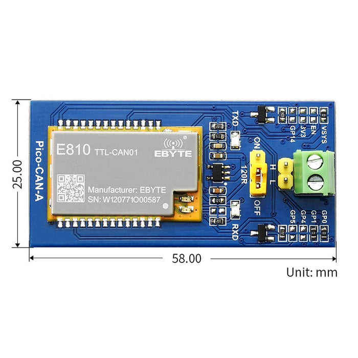 CAN Bus Module for Raspberry Pi Pico [Discontinued] by Waveshare - The Pi Hut