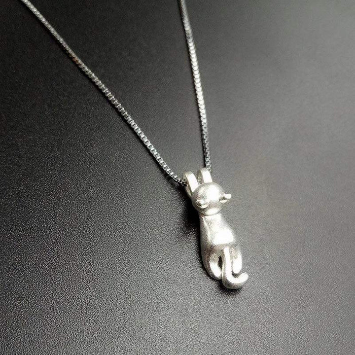 Cat Dangle Necklace - Stainless Steel