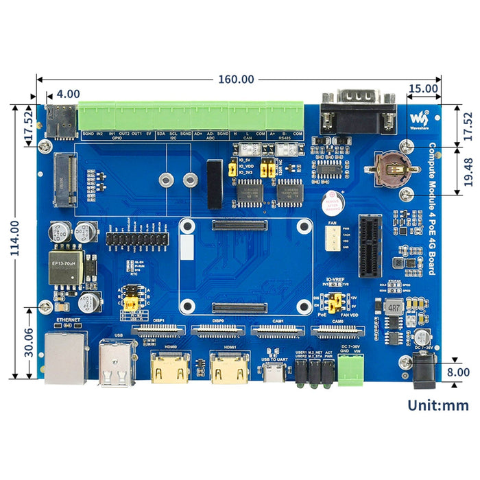 Compute Module 4 Industrial IoT Base Board by Waveshare - The Pi Hut