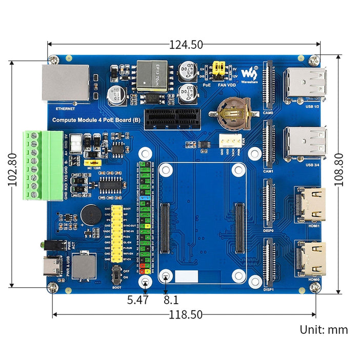 Compute Module 4 IO Board with PoE (B) by Waveshare - The Pi Hut