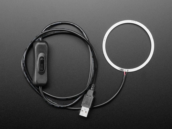 Cool White LED Ring Light with USB Cable and On/Off Switch (70mm Diameter 5V) by The Pi Hut - The Pi Hut