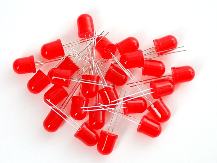 Diffused Red 10mm LED (25 pack) [Discontinued 11/22] by The Pi Hut - The Pi Hut