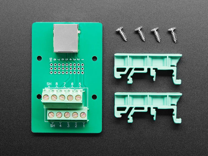 DIN Rail RJ-45 To Terminal Block Adapter (Right Angle Jack) by The Pi Hut - The Pi Hut