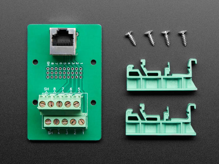 DIN Rail RJ-45 To Terminal Block Adapter (Vertical Jack) [discontinued] by The Pi Hut - The Pi Hut