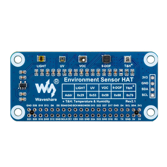 Environment Sensor HAT for Raspberry Pi by Waveshare - The Pi Hut