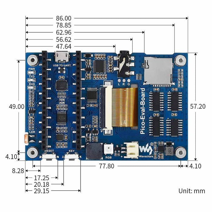 Evaluation Board for Raspberry Pi Pico by Waveshare - The Pi Hut