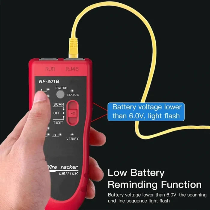FEDUS Lan Tester with Wire Tracker, LAN Network Cable Tracer, Cable Tracker Line Finder, RJ11 RJ45 Line Finder Cable Tester for Network Ethernet cable, Phone Telephone Line & Continuity Checking FEDUS