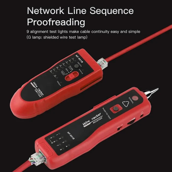 FEDUS Lan Tester with Wire Tracker, LAN Network Cable Tracer, Cable Tracker Line Finder, RJ11 RJ45 Line Finder Cable Tester for Network Ethernet cable, Phone Telephone Line & Continuity Checking FEDUS