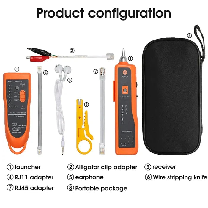 FEDUS Lan Tester with Wire Tracker, LAN Network Cable Tracer, Cable Tracker Line Finder, RJ11 RJ45 Line Finder Cable Tester for Network Ethernet cable, Phone Telephone Line & Continuity Checking FEDUS