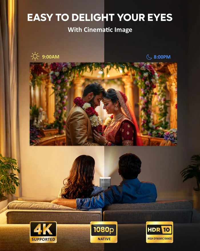 FEDUS Lustre Home Projector – Full HD 1080P LED Projector for Movies, Gaming & Outdoor Entertainment, HDMI, USB, VGA Support, Built-in Speaker, Compact & Portable FEDUS