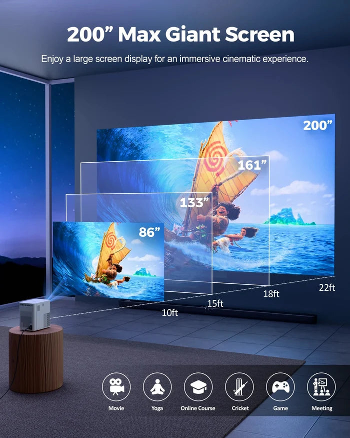 FEDUS Lustre Home Projector – Full HD 1080P LED Projector for Movies, Gaming & Outdoor Entertainment, HDMI, USB, VGA Support, Built-in Speaker, Compact & Portable FEDUS