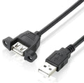 FEDUS Panel- Mount USB 2.0 Male to Female Extension Cable, 17-inch /43cm USB 2.0 Type A Male to Type A Female with Screw Hole Panel Mount Adapter External Cable FEDUS