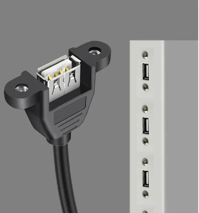 FEDUS Panel- Mount USB 2.0 Male to Female Extension Cable, 17-inch /43cm USB 2.0 Type A Male to Type A Female with Screw Hole Panel Mount Adapter External Cable FEDUS