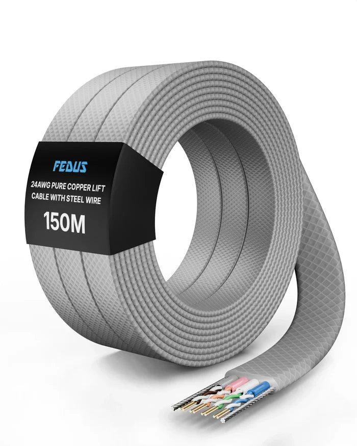 FEDUS Pure Copper Lift Cable with Steel, High-Strength Elevator Control Cable, Multi-Core 24AWG for Industrial & Residential Lifts FEDUS