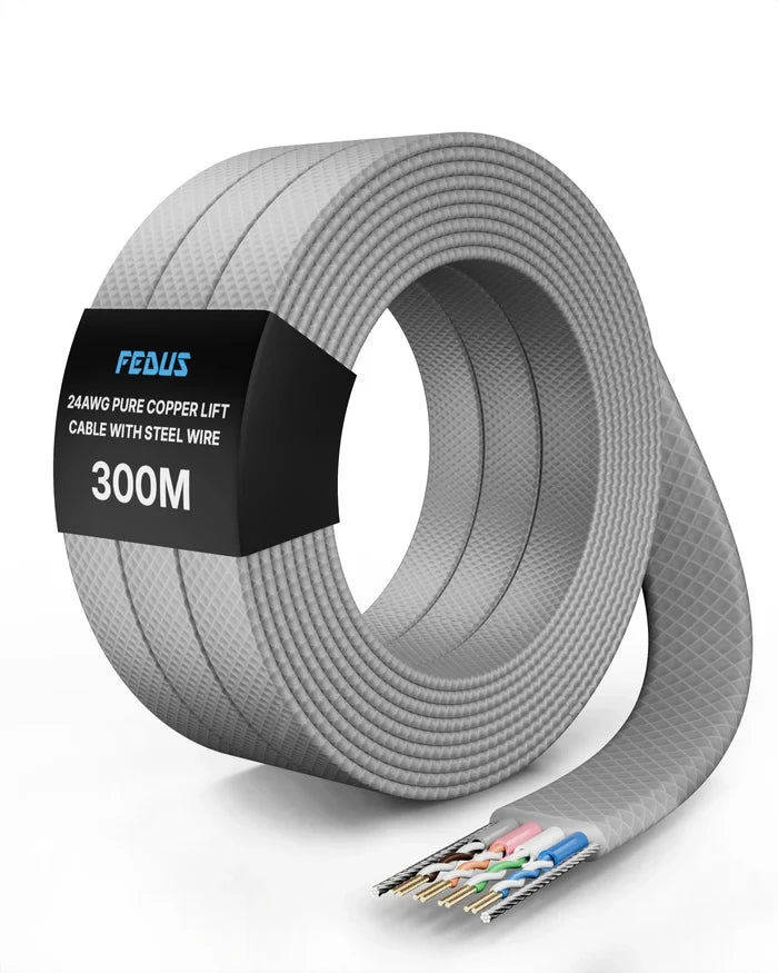 FEDUS Pure Copper Lift Cable with Steel, High-Strength Elevator Control Cable, Multi-Core 24AWG for Industrial & Residential Lifts FEDUS