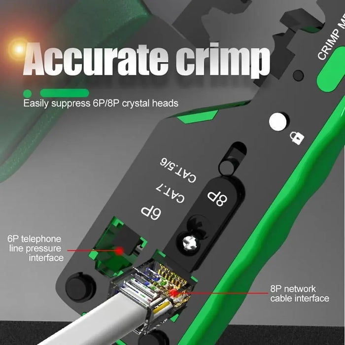 FEDUS RJ45 Crimp Tool Pass Through Ethernet Crimper Tool Kit All-in-One for STP UTP Cat5 Cat5e Cat6 Cat7 Cat8 Crimping Tool Kit Wire Stripper/Wire Cutter for RJ45 RJ11/12 6P/8P FEDUS