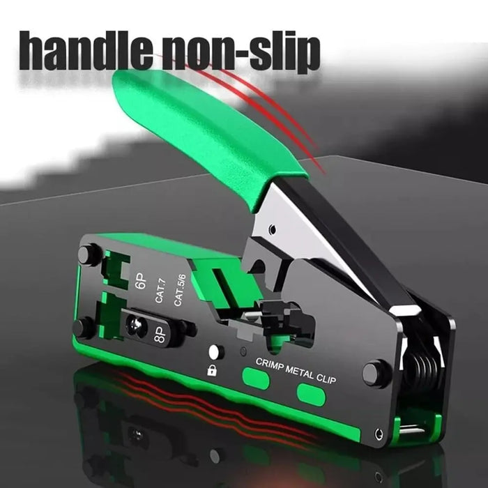 FEDUS RJ45 Crimp Tool Pass Through Ethernet Crimper Tool Kit All-in-One for STP UTP Cat5 Cat5e Cat6 Cat7 Cat8 Crimping Tool Kit Wire Stripper/Wire Cutter for RJ45 RJ11/12 6P/8P FEDUS