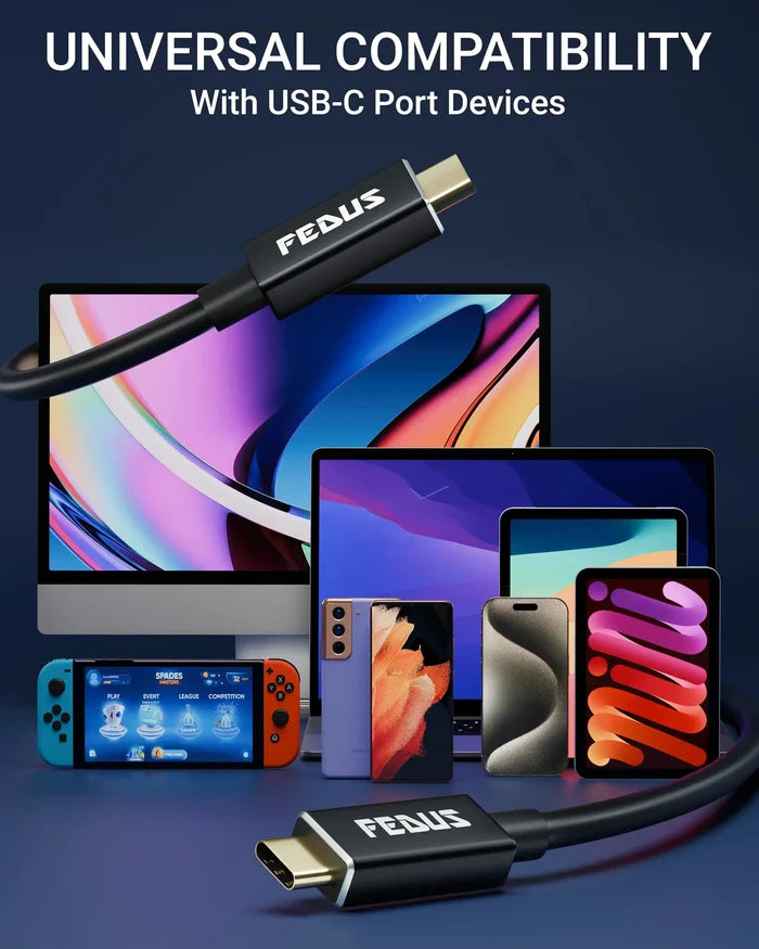 FEDUS USB 4 Cable Thunderbolt 4 Cable 40Gbps 240W [8K@60Hz 4K@144Hz] 100W PD 3.1 Fast Charging Type C Cable USB C to USB C Cable USB C Display Cable Compatible with iPhone 15 Pro, MacBook, eGPU, SSD Cheeku Technologies