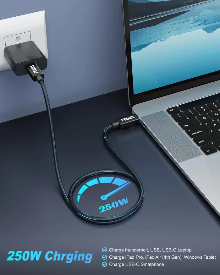 FEDUS USB 4 Cable Thunderbolt 4 Cable 40Gbps 240W [8K@60Hz 4K@144Hz] 100W PD 3.1 Fast Charging Type C Cable USB C to USB C Cable USB C Display Cable Compatible with iPhone 15 Pro, MacBook, eGPU, SSD Cheeku Technologies
