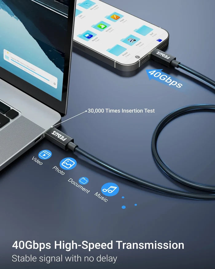 FEDUS USB 4 Cable Thunderbolt 4 Cable 40Gbps 240W [8K@60Hz 4K@144Hz] 100W PD 3.1 Fast Charging Type C Cable USB C to USB C Cable USB C Display Cable Compatible with iPhone 15 Pro, MacBook, eGPU, SSD Cheeku Technologies