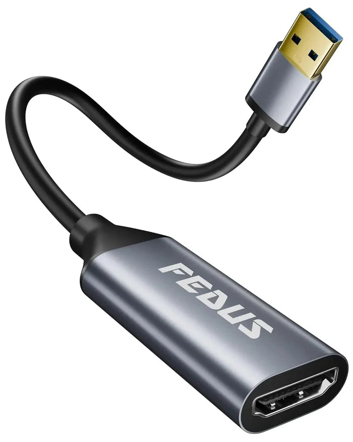 FEDUS USB to HDMI Adapter 1080P@60Hz(MacBook Air/Pro & Windows PC only) Converter, Support Mirror Expansion Mode, HDMI Adapter Compatible Laptop, Monitor, Projectors Windows 7, 8, 10, 11, MacOS 10.15+ FEDUS